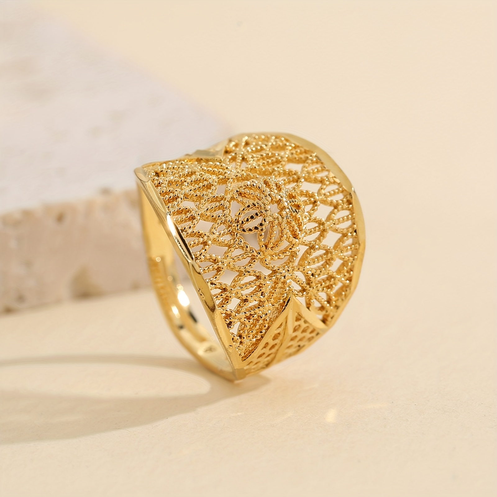 Wheat-Shaped 22K Golden-Plated Adjustable Copper Ring, Unisex
